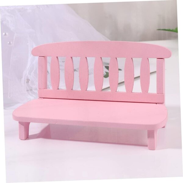 VICASKY Mini panca in legno rosa vintage per decorazioni, casa delle bambole e foto