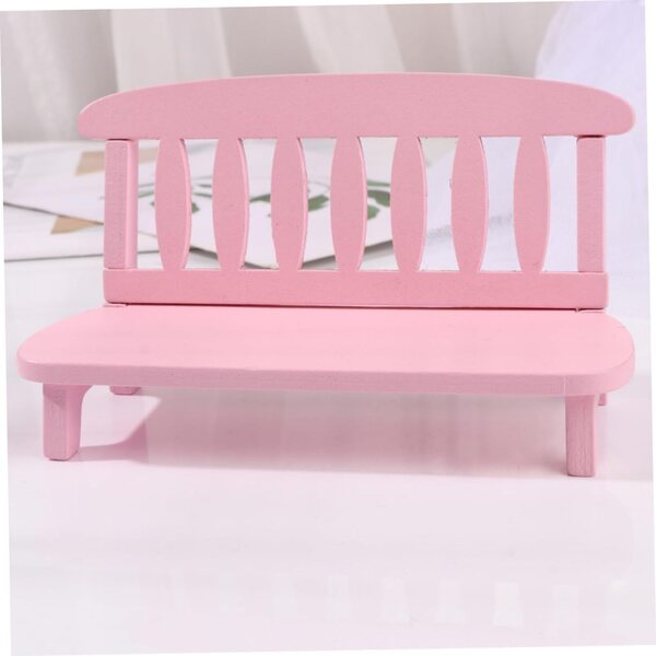 VICASKY Mini panca in legno rosa vintage per decorazioni, casa delle bambole e foto
