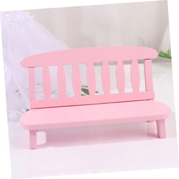 VICASKY Mini panca in legno rosa vintage per decorazioni, casa delle bambole e foto