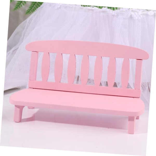 VICASKY Mini panca in legno rosa vintage per decorazioni, casa delle bambole e foto