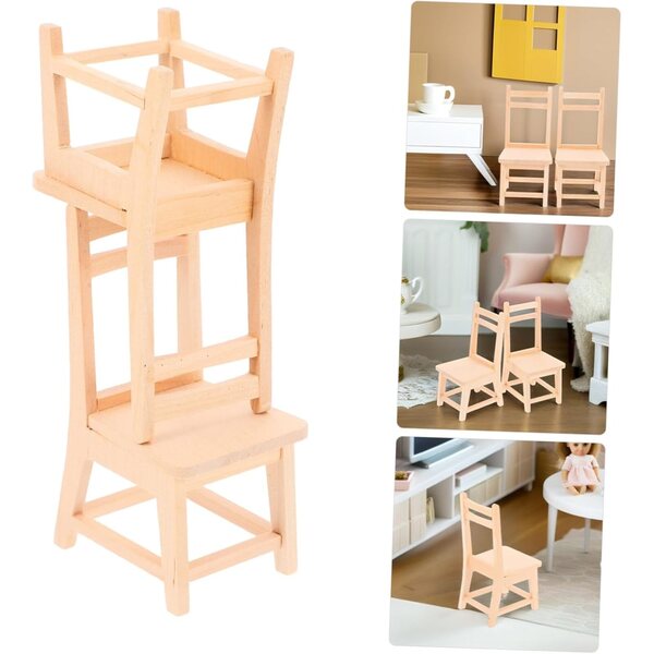 VICASKY 2 Mini Sedie in Legno Tinto Unito per Case delle Bambole e Decorazioni