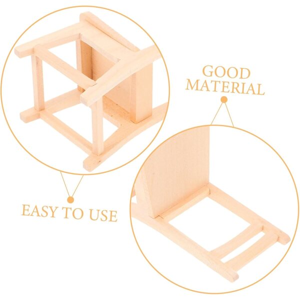 VICASKY 2 Mini Sedie in Legno Tinto Unito per Case delle Bambole e Decorazioni