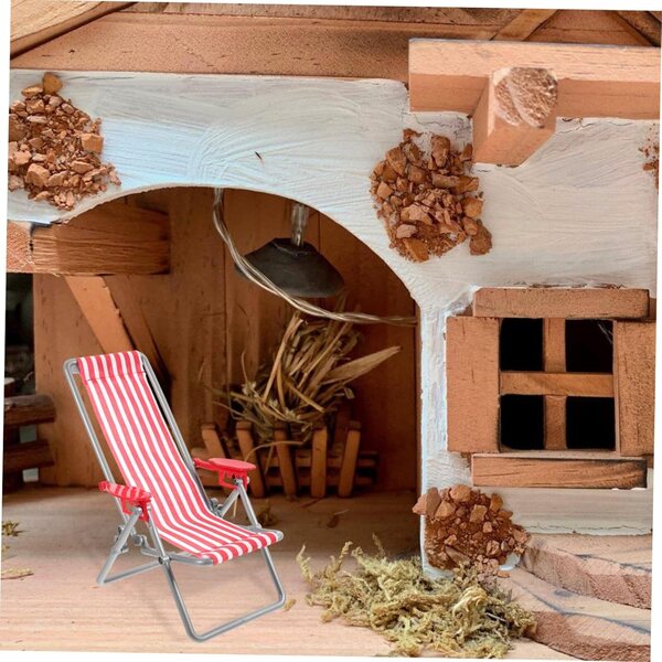VICASKY 2 rote Miniatur-Klappstühle für Puppenhaus