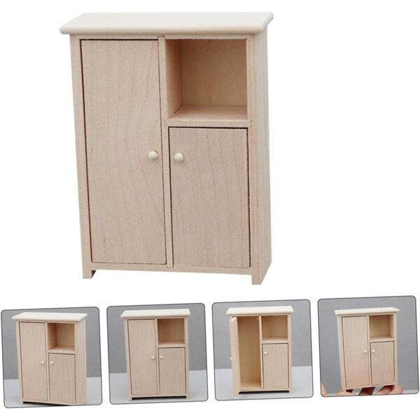 VICASKY Mini Armadio in Legno per Casa delle Bambole, Modello Decorativo 12x9x4 cm