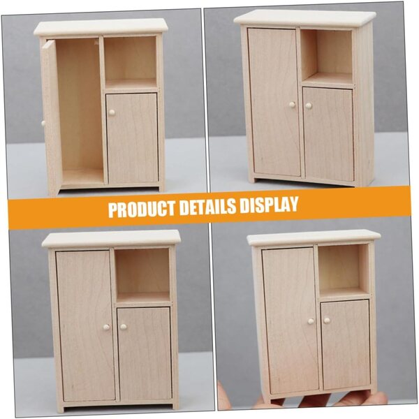 VICASKY Mini Armadio in Legno per Casa delle Bambole, Modello Decorativo 12x9x4 cm