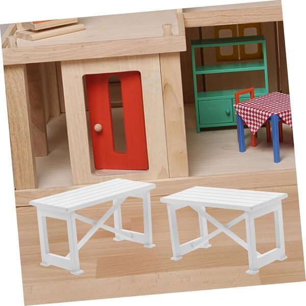 VICASKY Dukkehus Miniature køkkenbord i hvidt træ