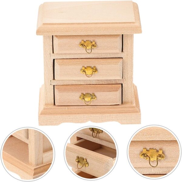 VICASKY Set 2 Comodini Miniatura in Legno per Casa delle Bambole Decorativi