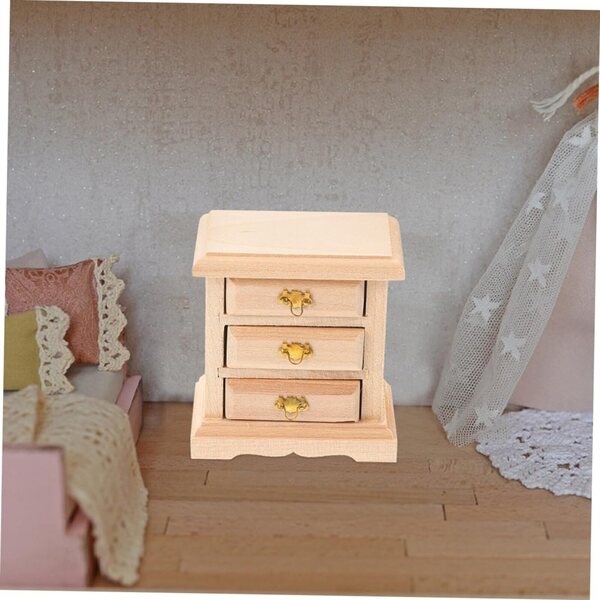VICASKY Set 2 Comodini Miniatura in Legno per Casa delle Bambole Decorativi