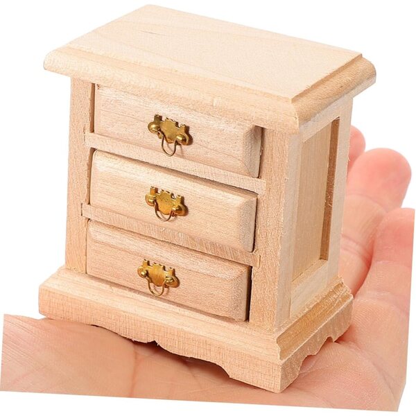 VICASKY Set 2 Comodini Miniatura in Legno per Casa delle Bambole Decorativi