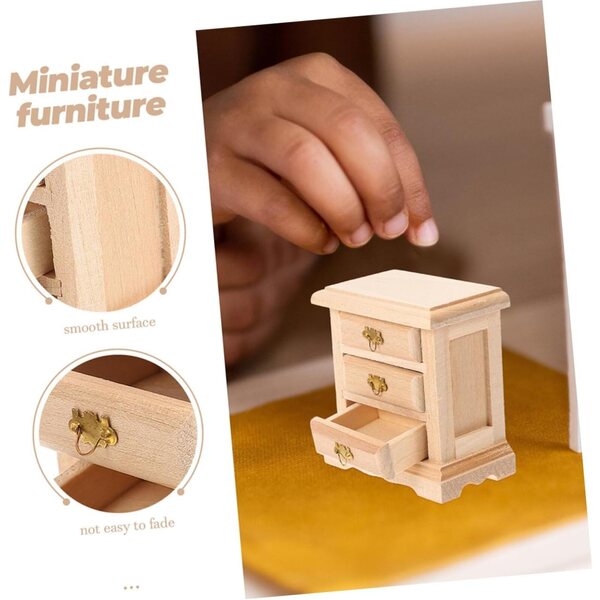 VICASKY Set 2 Comodini Miniatura in Legno per Casa delle Bambole Decorativi