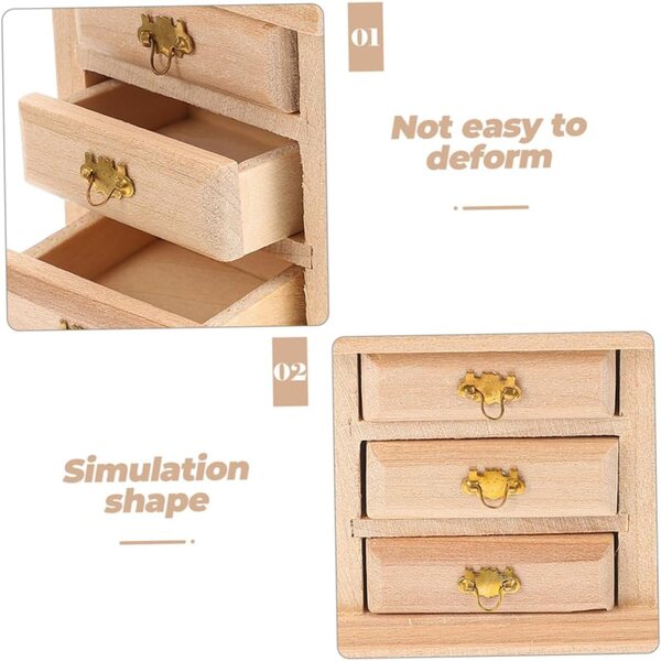 VICASKY Set 2 Comodini Miniatura in Legno per Casa delle Bambole Decorativi