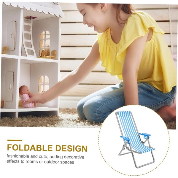 VICASKY Mini Blue Beach Chair Miniatur für Dekoration und Spiel