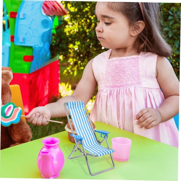 VICASKY Mini Blue Beach Chair Miniatur für Dekoration und Spiel
