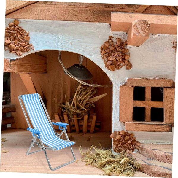 VICASKY Mini Blue Beach Chair Miniatur für Dekoration und Spiel