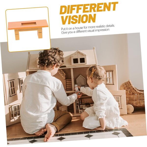 VICASKY Mini-Teetisch aus Holz für Puppenhaus, realistische Dekoration
