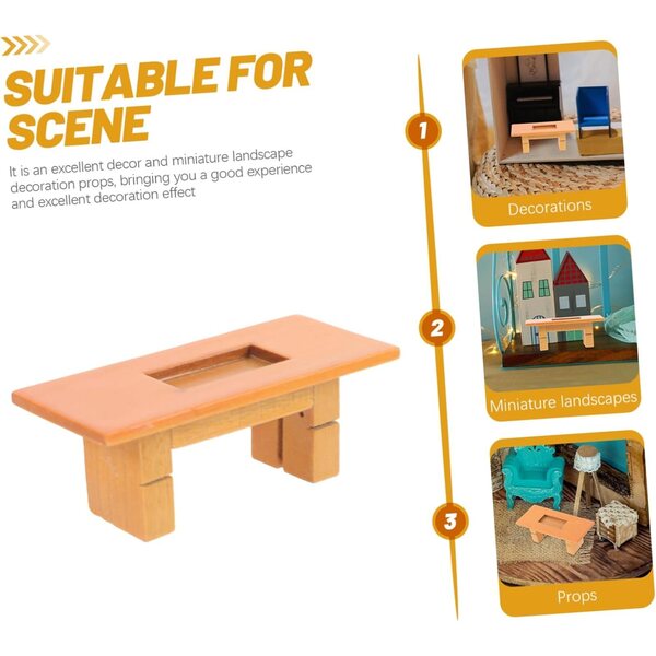 VICASKY Mini-Teetisch aus Holz für Puppenhaus, realistische Dekoration
