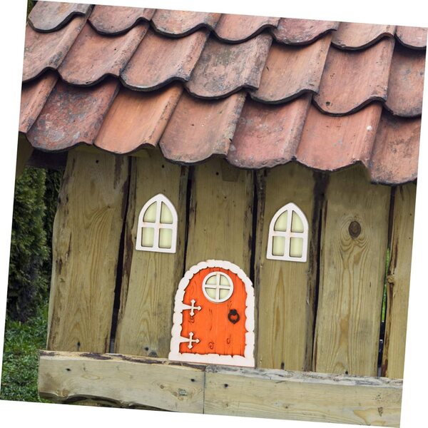 VICASKY Set mit 3 roten Miniatur-Holztüren für Garten, Feenhaus