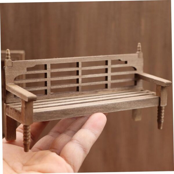 VICASKY Mini-Gartenbank aus Holz für Puppenhäuser und Miniaturen