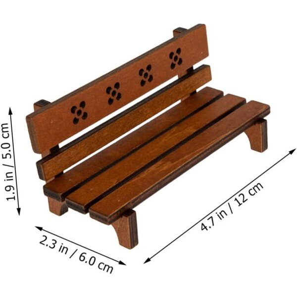 VICASKY Miniatur-Holzbank, 2-teilig, für Puppenhäuser und Dekorationen