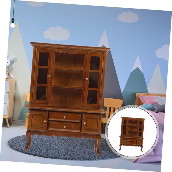 VICASKY Mini-Kleiderschrank aus Holz für Puppenhaus, Maßstab 1:12, Dekoration