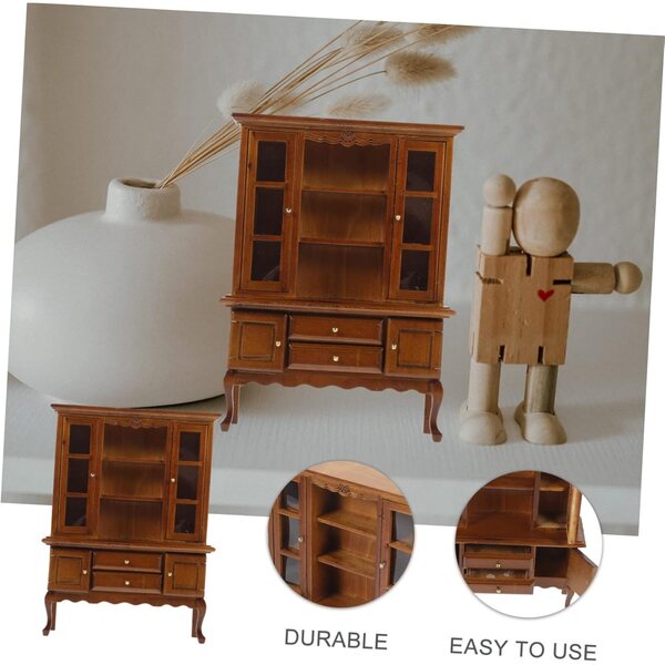 VICASKY Mini-Kleiderschrank aus Holz für Puppenhaus, Maßstab 1:12, Dekoration