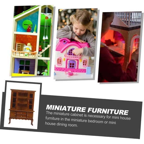 VICASKY Mini-Kleiderschrank aus Holz für Puppenhaus, Maßstab 1:12, Dekoration