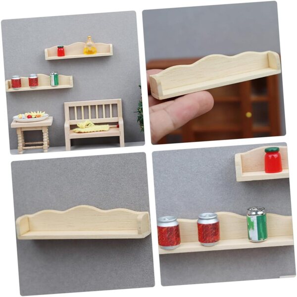 VICASKY Mini-Wandregal aus Holz für Miniaturen und Mini-Heimdekorationen