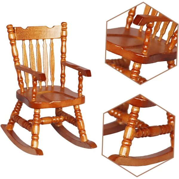 VICASKY Mini Sedia a Dondolo in Legno per Casa delle Bambole e Decorazioni Paesaggistiche