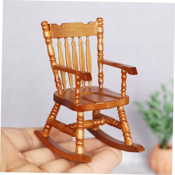 VICASKY Mini Sedia a Dondolo in Legno per Casa delle Bambole e Decorazioni Paesaggistiche