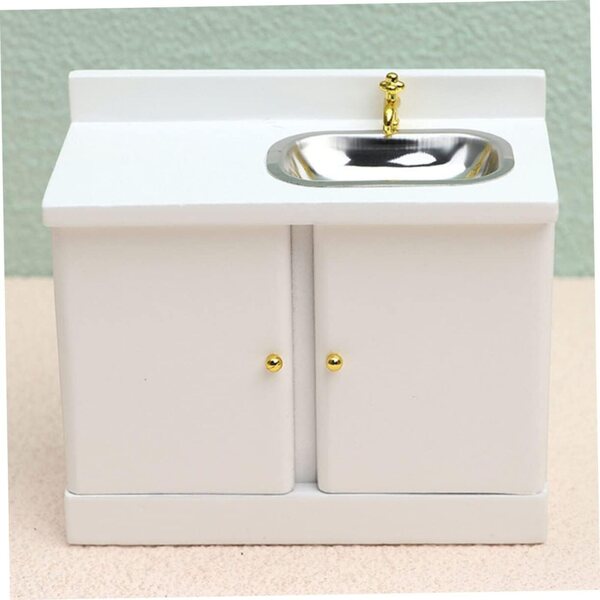 VICASKY Mini Lavello in Legno Scala 1:12 per Casa delle Bambole Bianco
