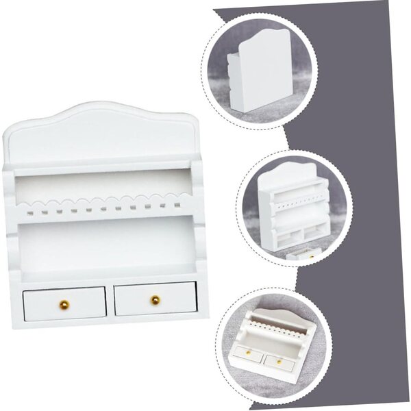 VICASKY Scaffale in legno miniatura bianco per casa delle bambole e decorazioni