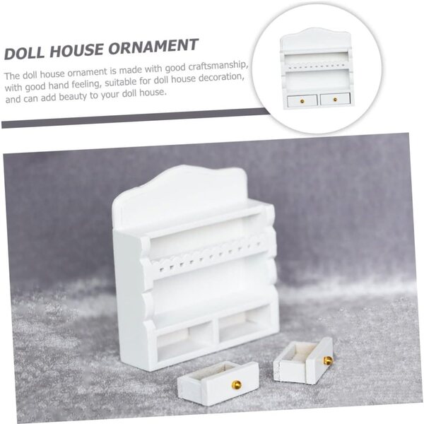 VICASKY Scaffale in legno miniatura bianco per casa delle bambole e decorazioni
