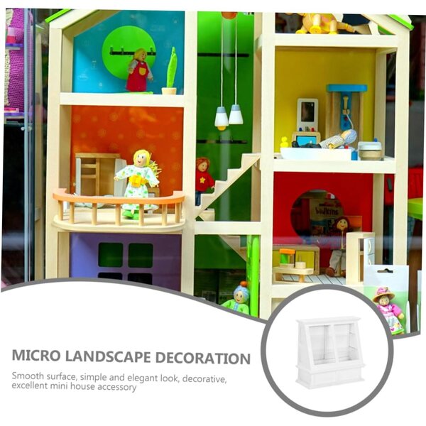 VICASKY Mini-Kleiderschrank aus weißem Holz mit Schiebetüren für Puppenhaus