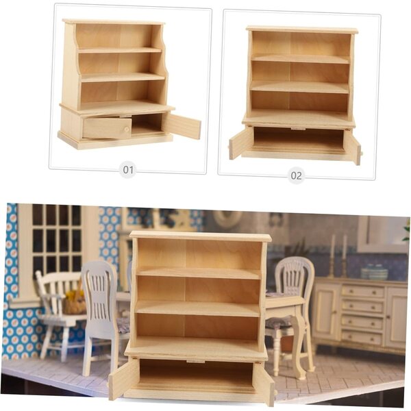 VICASKY Miniatur-Holzschrank für Puppenhaus mit raffinierten Details