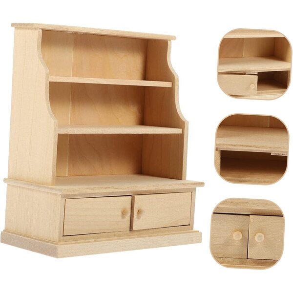 VICASKY Miniatur-Holzschrank für Puppenhaus mit raffinierten Details