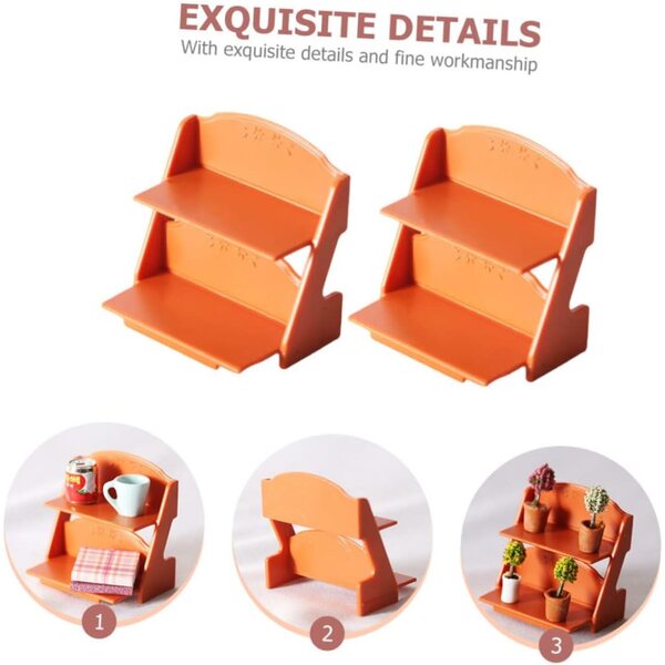 VICASKY Mini-Doppel-Pflanzgefäßständer für Puppenhaus – Miniaturzubehör aus PP