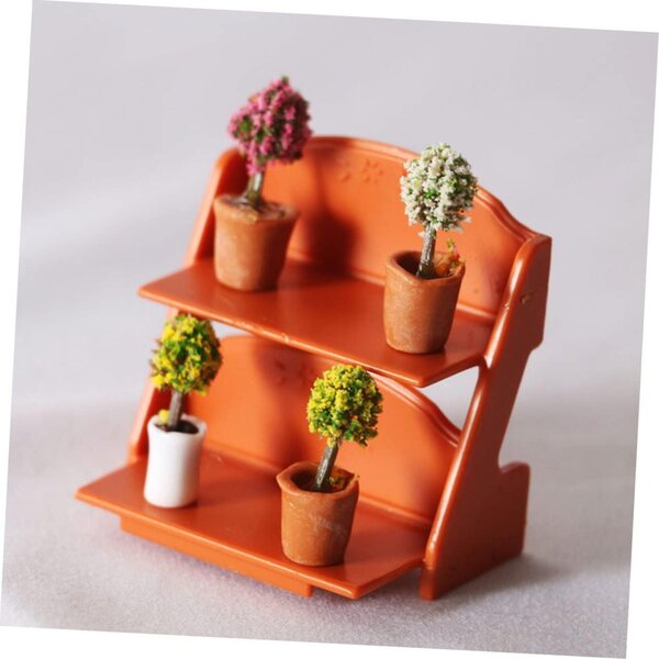 VICASKY Mini-Doppel-Pflanzgefäßständer für Puppenhaus – Miniaturzubehör aus PP