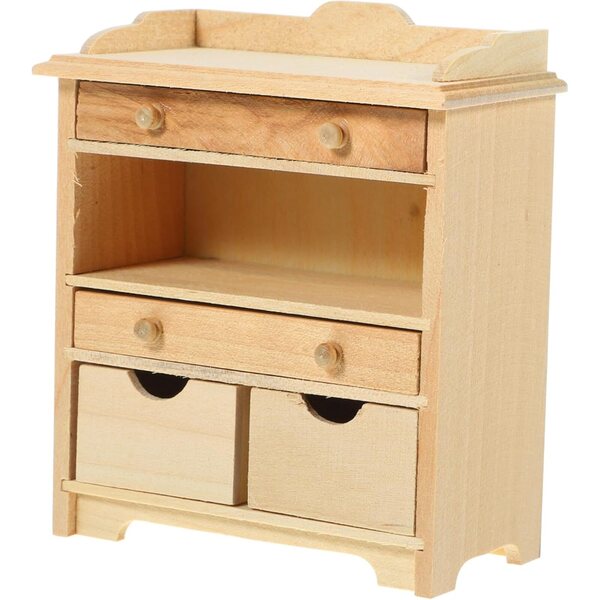 VICASKY Miniatur-Holzschrank für Puppenhäuser, 8,6 x 7,5 x 3,9 cm