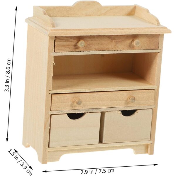 VICASKY Mobiletto in Miniatura in Legno per Case delle Bambole, 8,6x7,5x3,9 cm