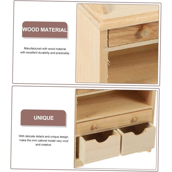 VICASKY Mobiletto in Miniatura in Legno per Case delle Bambole, 8,6x7,5x3,9 cm