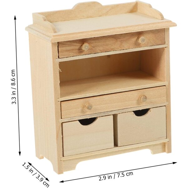 VICASKY Mobiletto in Miniatura in Legno per Case delle Bambole, 8,6x7,5x3,9 cm