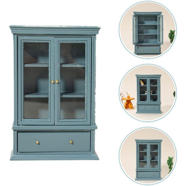 VICASKY Armadio in miniatura in legno blu per casa delle bambole 10x3,5x15 cm