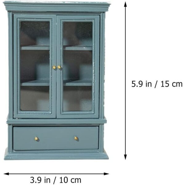 VICASKY Armadio in miniatura in legno blu per casa delle bambole 10x3,5x15 cm