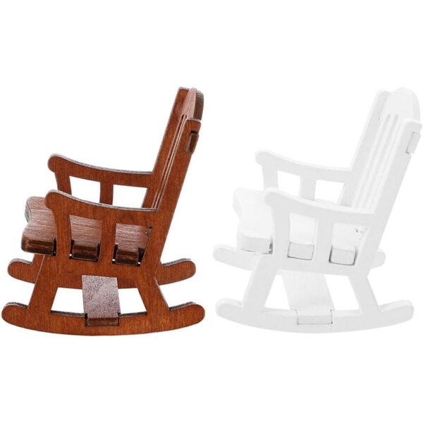 VICASKY Set mit 2 Miniatur-Schaukelstühlen aus Holz für Puppenhäuser und Dekorationen