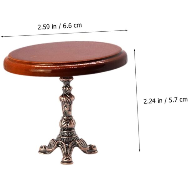 VICASKY Mini Tavolino Rotondo in Legno per Casa delle Bambole, Realistico e Decorativo