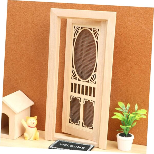 VICASKY Mini Porta in Legno per Case delle Bambole | Accessorio Decorativo Fai da Te