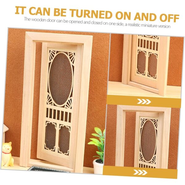 VICASKY Mini Porta in Legno per Case delle Bambole | Accessorio Decorativo Fai da Te