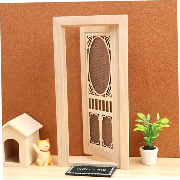 VICASKY Mini Porta in Legno per Case delle Bambole | Accessorio Decorativo Fai da Te