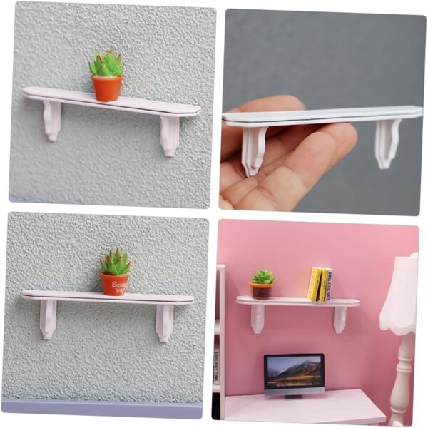 VICASKY 2 PCS Miniatura Mensole Da Parete in Legno Bianco per Casa delle Bambole 1:12