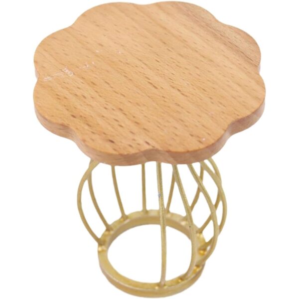 VICASKY Holz-Miniaturtisch für Puppenhaus, dekorativer Beistelltisch 6,3 x 5,7 cm